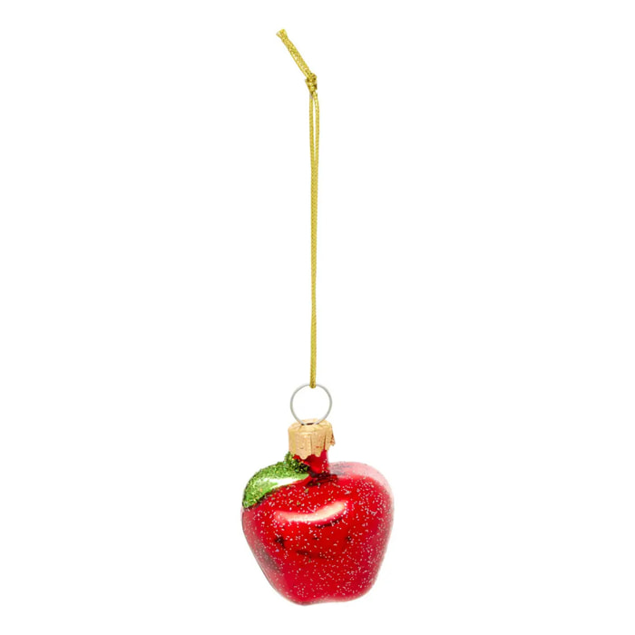 Lot de 5 suspensions de sapin fruits en verre 6 cm