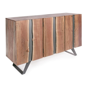 CREDENZA ACHILLE 90CM 3A ACACIA E METALLO VERTI