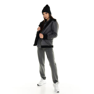 Chaqueta Leone de mujer en sherpa gris