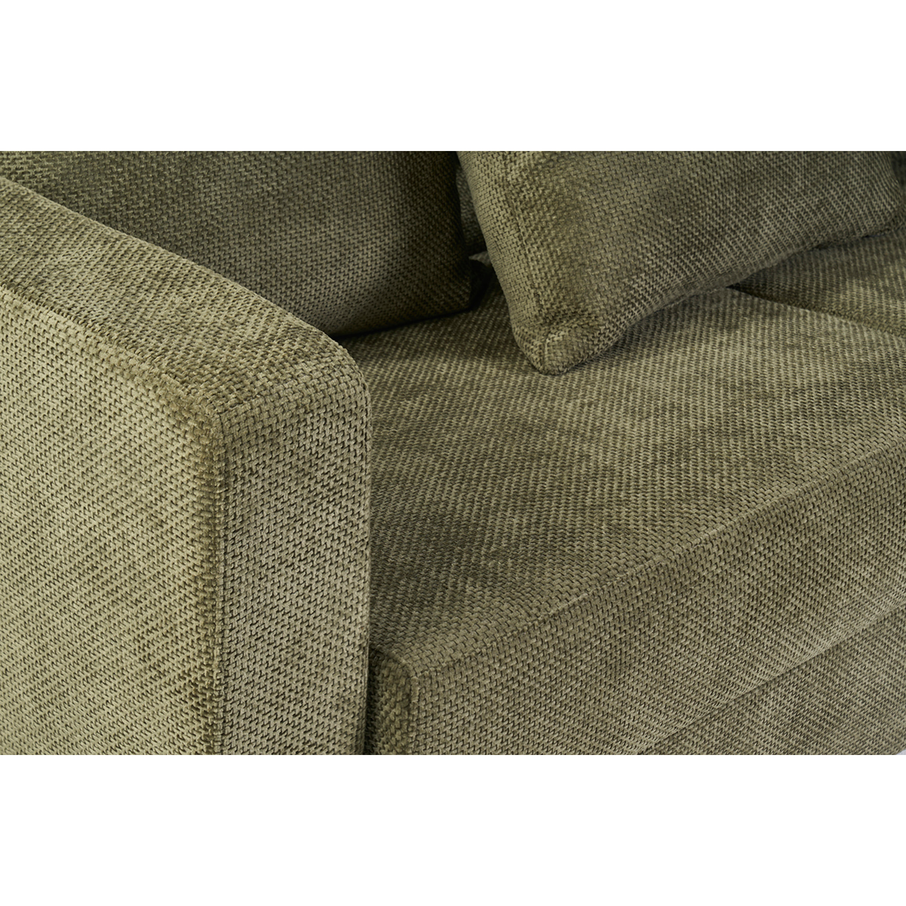 Canapé convertible 3 places en tissu velours chenille vert kaki avec matelas 13 cm BACIO