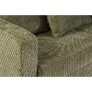 Canapé convertible 3 places en tissu velours chenille vert kaki avec matelas 13 cm BACIO