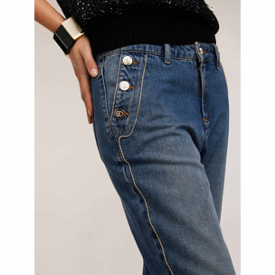 Motivi - Jeans con motivo bottoni e metal chain - Blu
