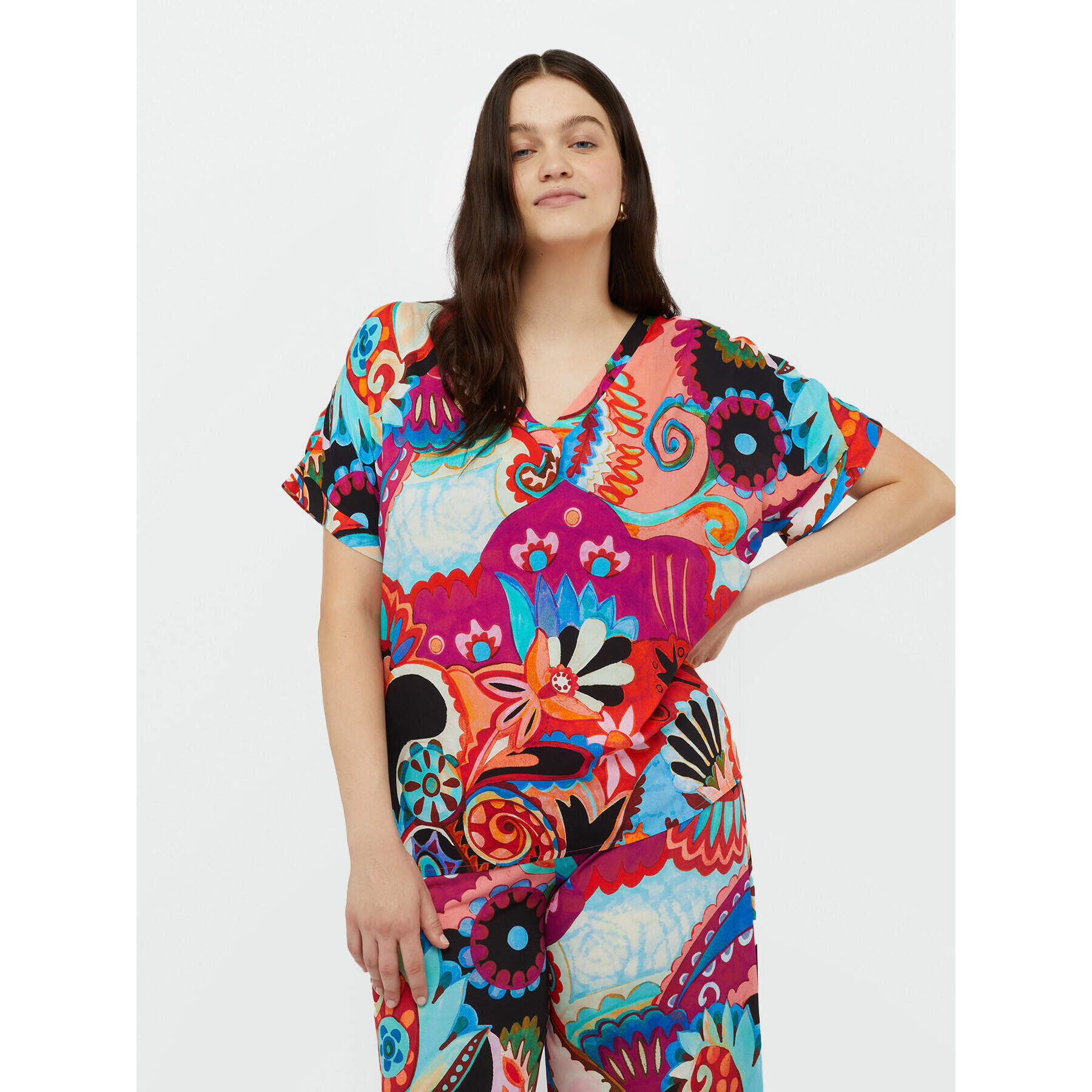 Fiorella Rubino - Blusa multicolor con viscosa LENZING™ ECOVERO™ - Fuchsia