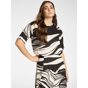 Elena Mirò - Blusa stampata in twill di viscosa - Nero