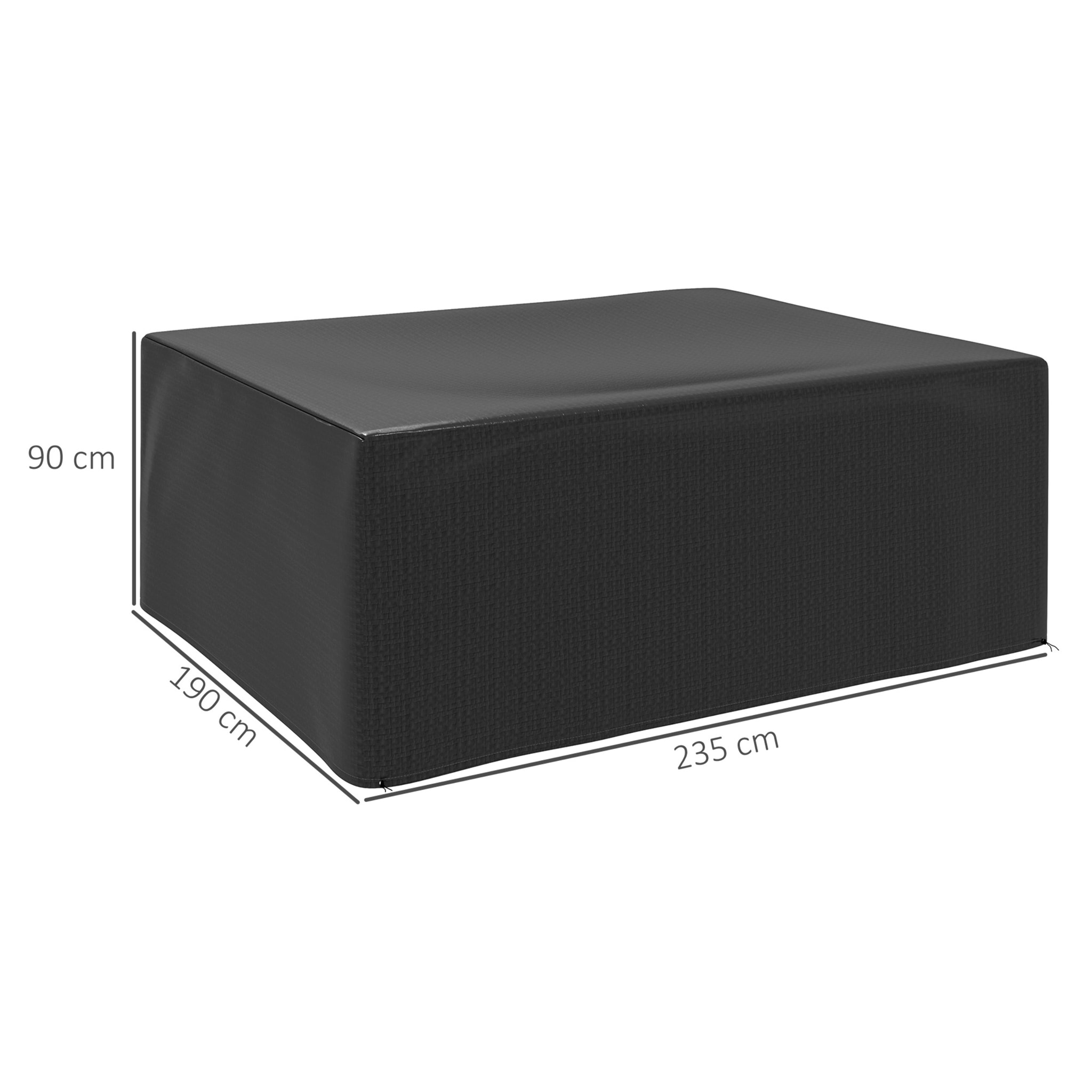 Housse de protection mobilier de jardin bâche étanche anti-UV PE haute densité noir