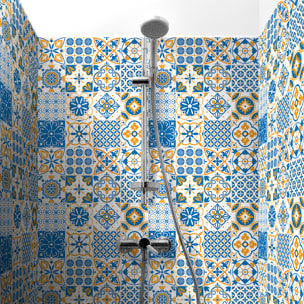 Stickers muraux - Sticker Mural Carrelage adhésif Cuisine Salle de Bain - 30 STICKERS CARREAUX DE CIMENT AZULEJOS PACOME