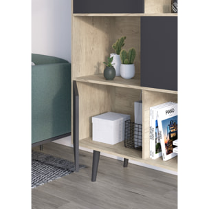 Estantería librería Nordic melamina roble claro-grafito 131x100x30 cm