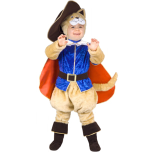 Costume Carnevale Gatto Con Gli Stivali Blu Rosso Bambino