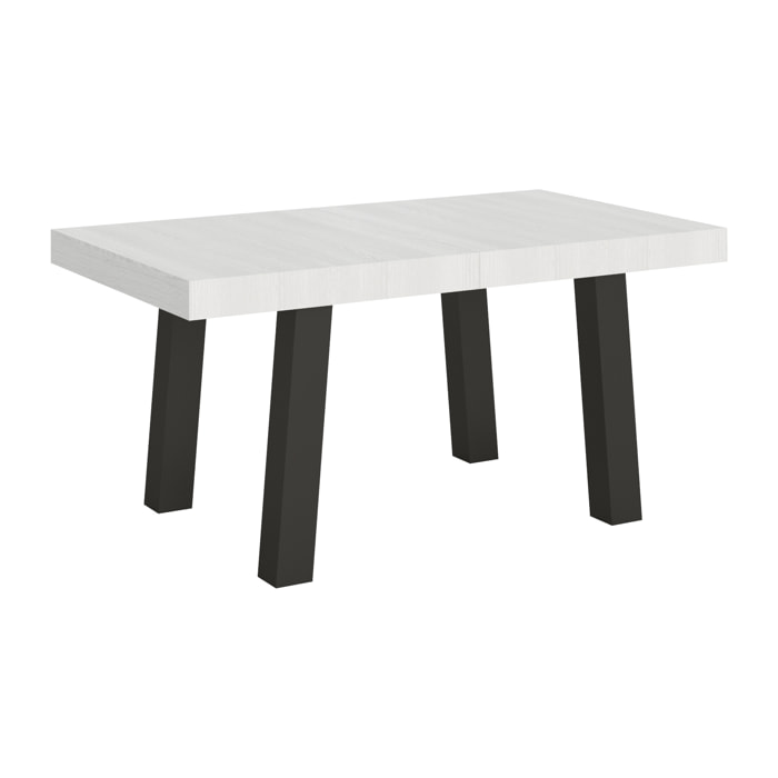 Table extensible 90x160/264 cm Bridge Frêne Blanc cadre Anthracite