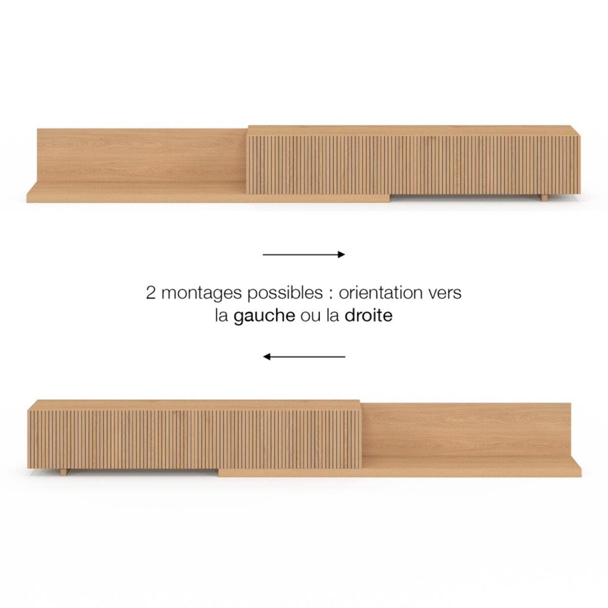 Meuble TV extensible Movena effet lattes L215-360cm