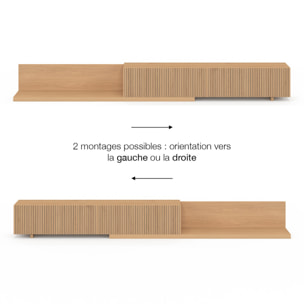 Meuble TV extensible Movena effet lattes L215-360cm