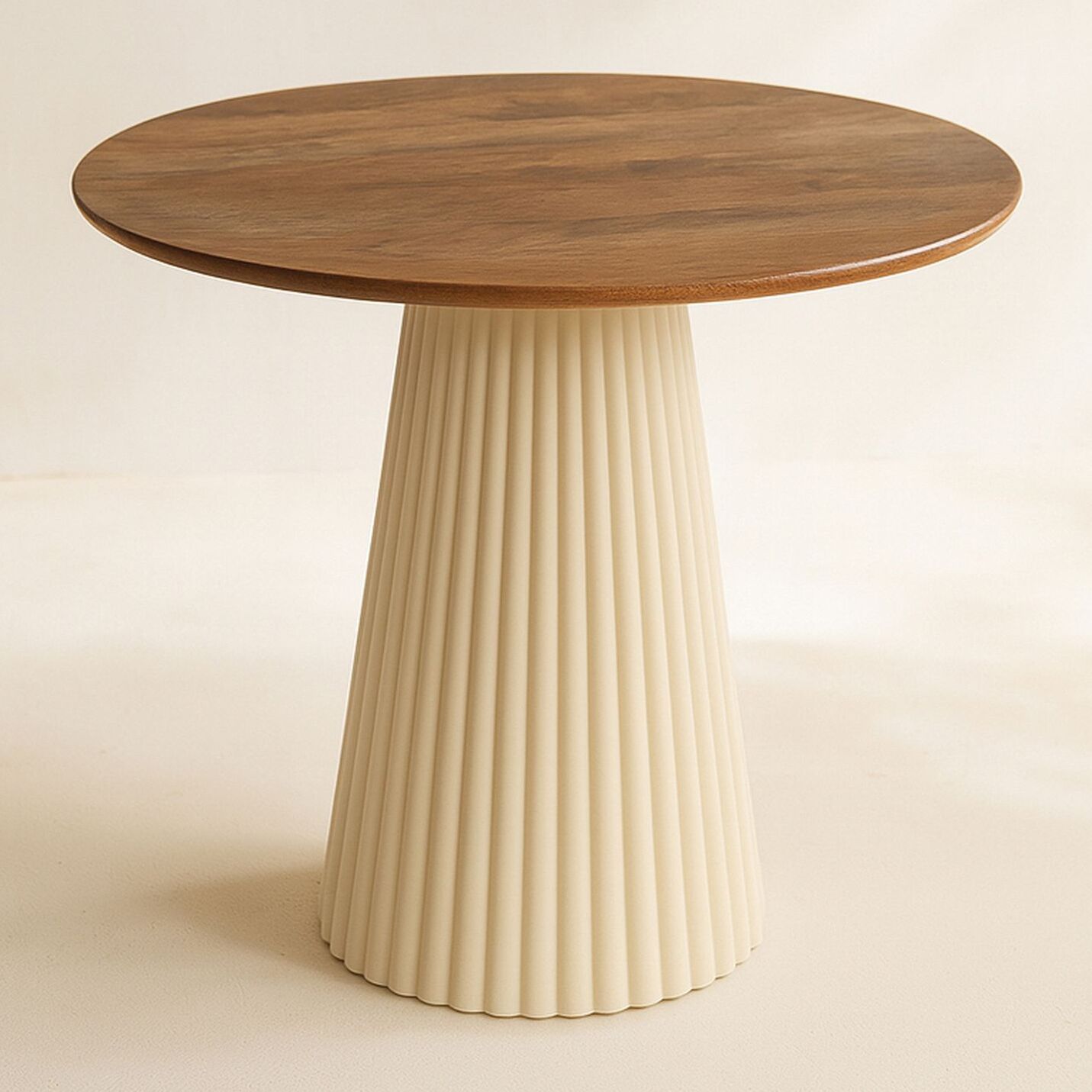 Table d'appoint en bois de manguier et pieds en métal écru FJORD