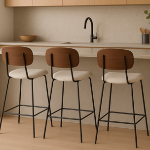 Lot de 2 tabourets de bar en velours côtelé - DANY