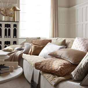 Housse de coussin imprimée en lin et  soie, LIN & SOIE, Gris Argent