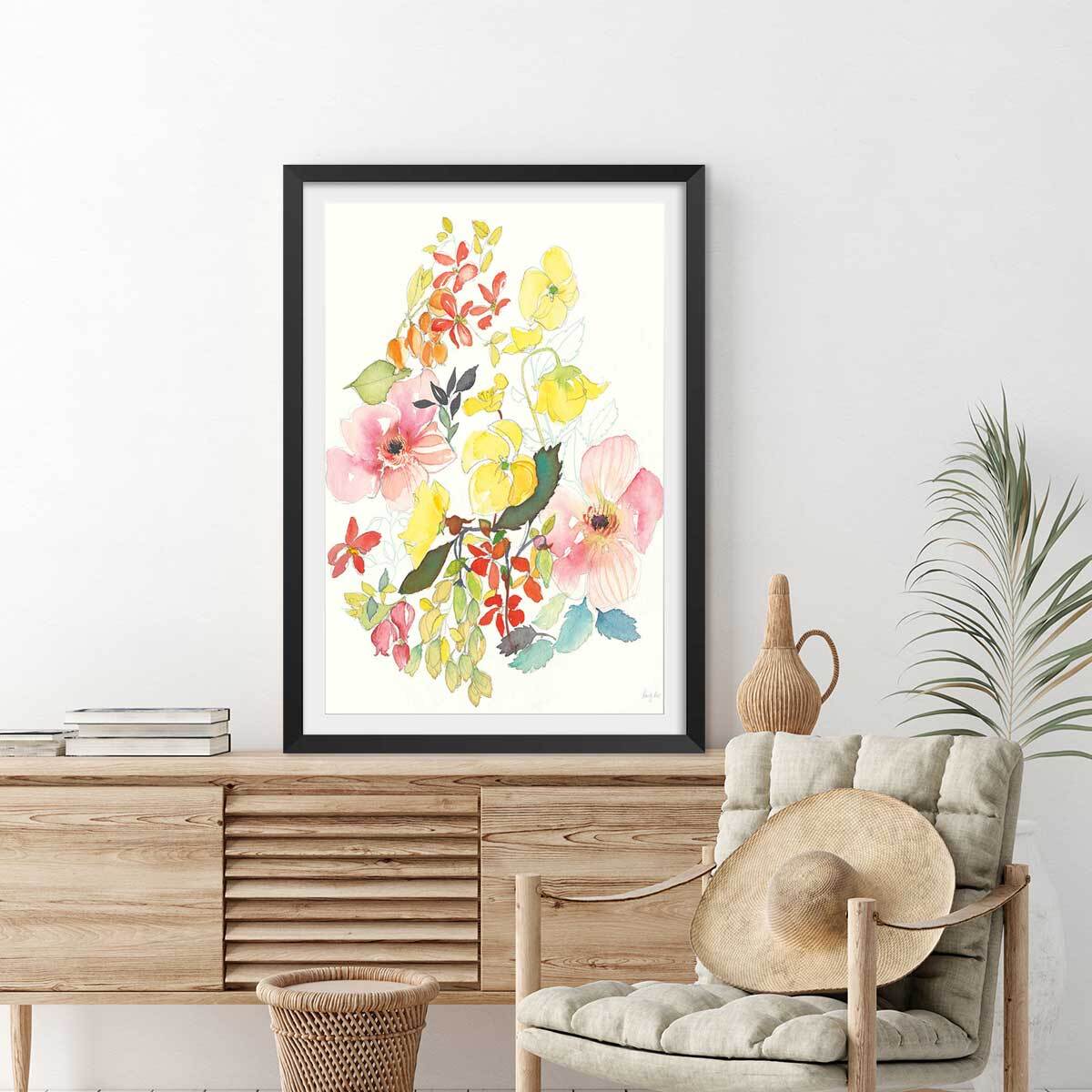 Affiche fleurs Boutons d'or Affiche sous cadre noir