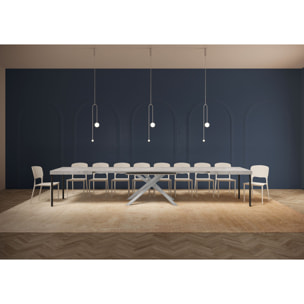 Mesa extensible 90x200/460cm Karida cemento patas blanca