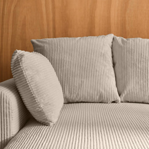 Canapé d'angle convertible réversible 3 places velours côtelé taupe avec coffre de rangement - Almo