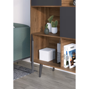 Estantería librería Nordic melamina nogal-grafito 131x100x30 cm