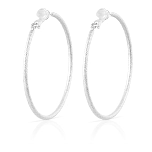 Pendientes de aro redondo de cobre con recubrimiento electroplateado brillante, 50 mm, con cierre catalán en plata de ley 925.