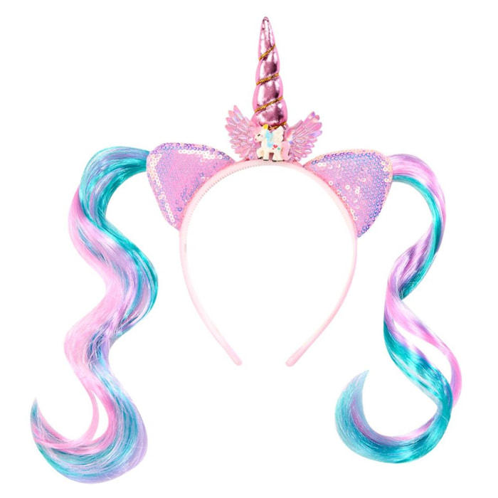DIADEMA UNICORNIO PINKY CON MECHAS INF