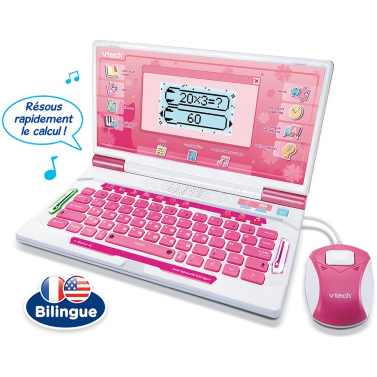 Ordinateur enfant VTECH Genius XL Ordi éducatif bilingue (rose)