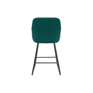Tabourets de bar en velours bleu pétrole H65 cm (lot de 2) AMIKA