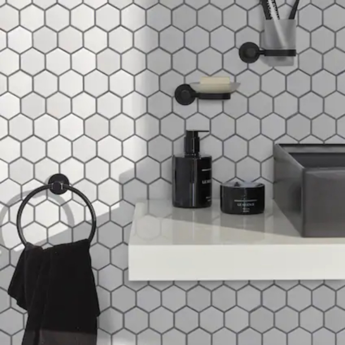 Anneau porte-serviettes EO noir mat
