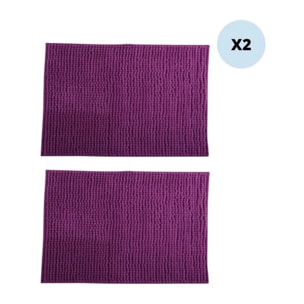 Lot de 2 tapis de bain CHENILLE 40x60cm Violet MSV