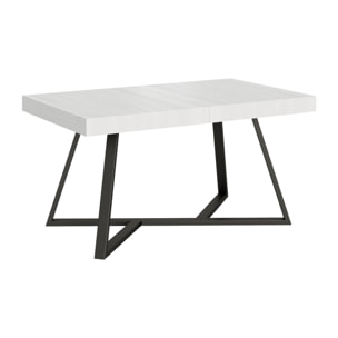 Table extensible 90x160/420 cm Booster frêne blanc pieds anthracite