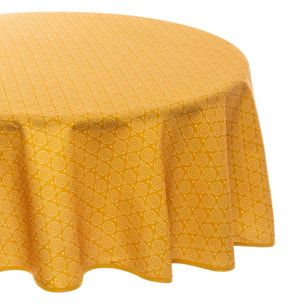 Nappe anti-tache "Etnik" jaune moutarde D180cm
