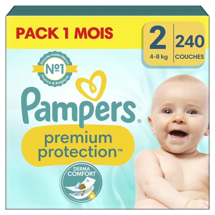240 Couches Pampers Premium Protection, Taille 2, 4-8 kg