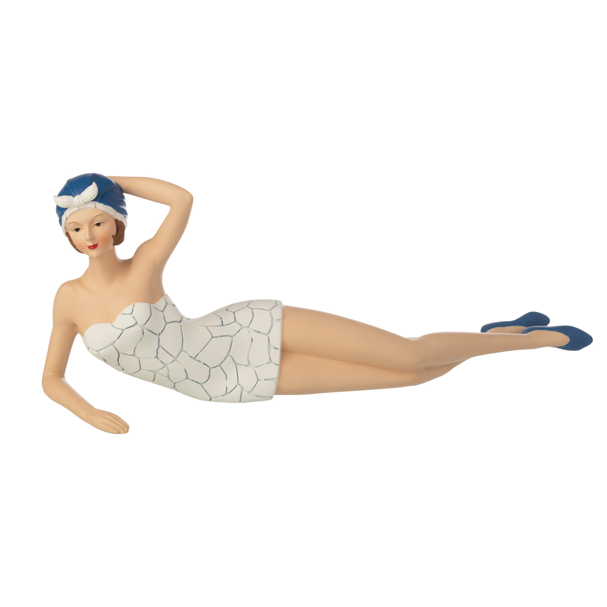 J-Line Femme Maillot de Bain + couché décorative - polyrésine - blanc