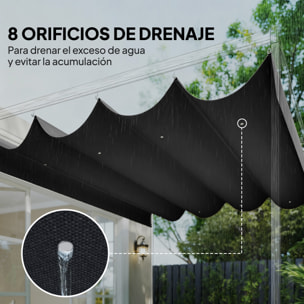 Techo de Pérgola 4 x 3,5 m, Techo de Repuesto Retráctil para Marco de Pérgola de 4x3 m, UV30+, Toldo de Tela Solo para Cenador Jardín con 8 Orificios de Drenaje, Gris Oscuro