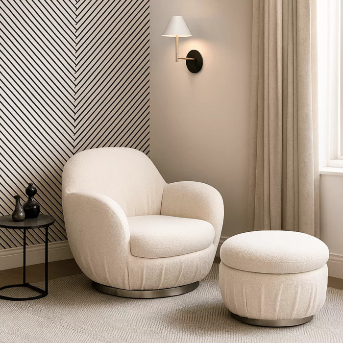 Fauteuil pivotant Nube Boucle crème Kare Design