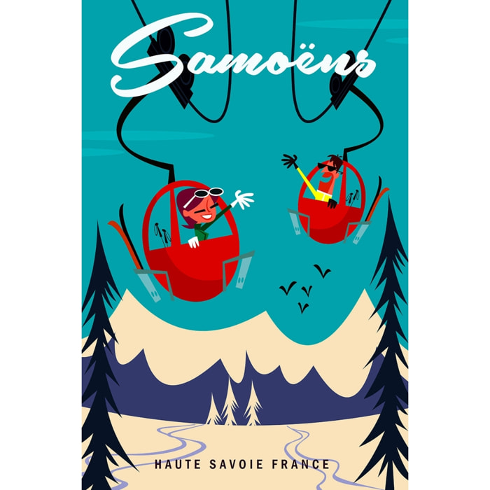 Tableau retro ski à samoens Tableau plexiglas