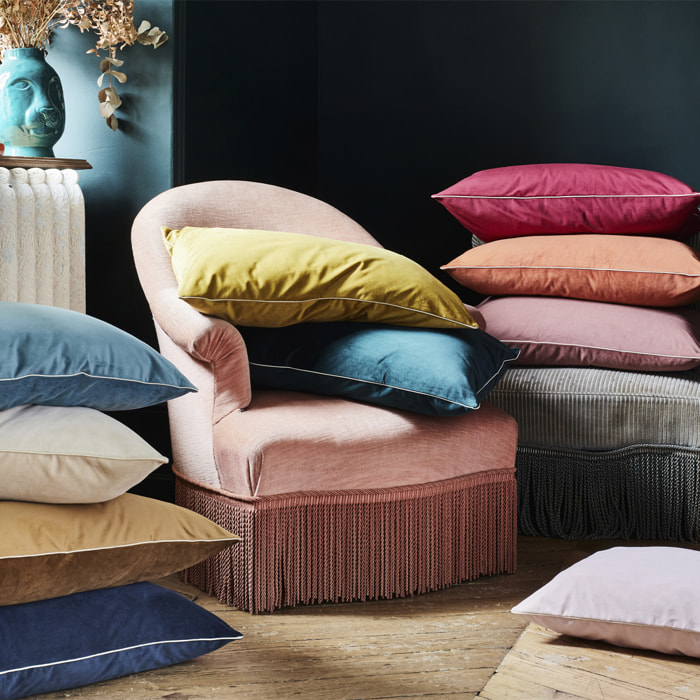 Housse de coussin unie en velour, GATSBY, Rouge Opéra