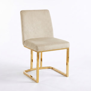 Sedia Imbottita in Effetto Velluto con Gambe Oro, Design Moderno ed Elegante per Sala da Pranzo, Cucina, Soggiorno, Studio e Ufficio