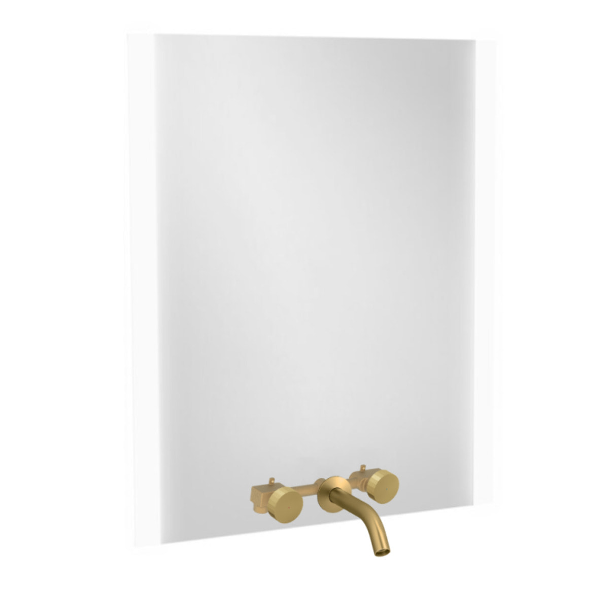 Miroir 3 trous 60 cm + mitigeur lavabo encastré 3 trous Grands Boulevards laiton brossé