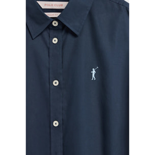 Camicia in popeline blu marino con logo Rigby Go