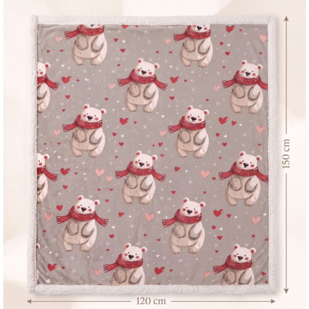 Plaid fantasia orsetti in poliestere - Beige