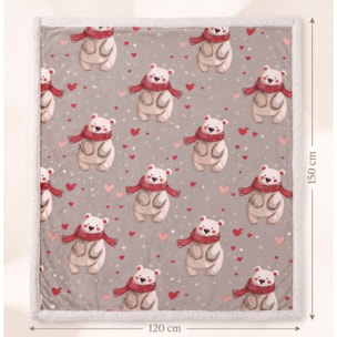 Plaid fantasia orsetti in poliestere - Beige