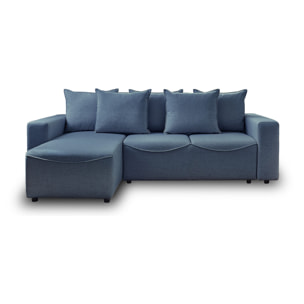 Capucine - canapé d'angle réversible - convertible avec coffre - 4 places - en tissu - Bleu