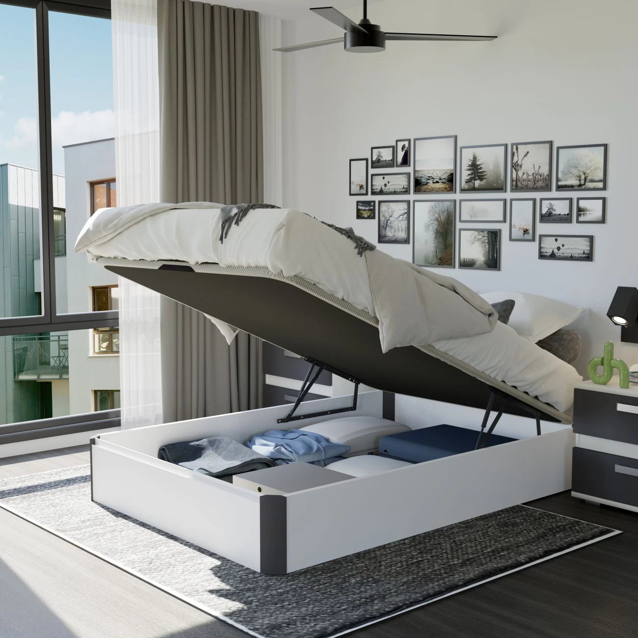 Canapé básico 135x190 cm en blanco y grafito Luxury 3D Blanco - Grafito