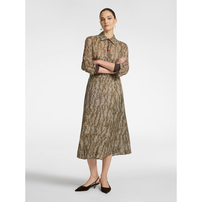 Elena Mirò - Falda cruzada estampada - Beige