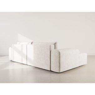 Rebecca - canapé d'angle gauche 4 places convertible avec coffre en velours texturé - Beige