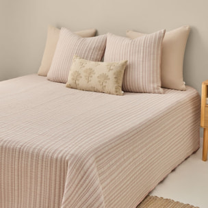 Colcha bicolor acolchada Licheri color rosa Algodón y poliéster