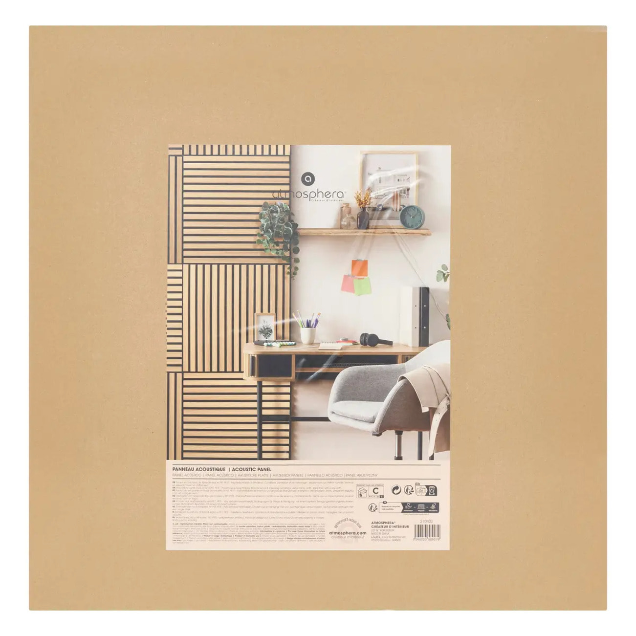Panneau décoratif mural Colva bois clair 60x60cm