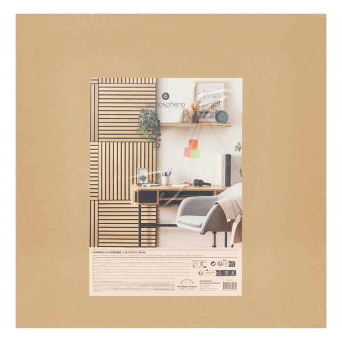 Panneau décoratif mural Colva bois clair 60x60cm