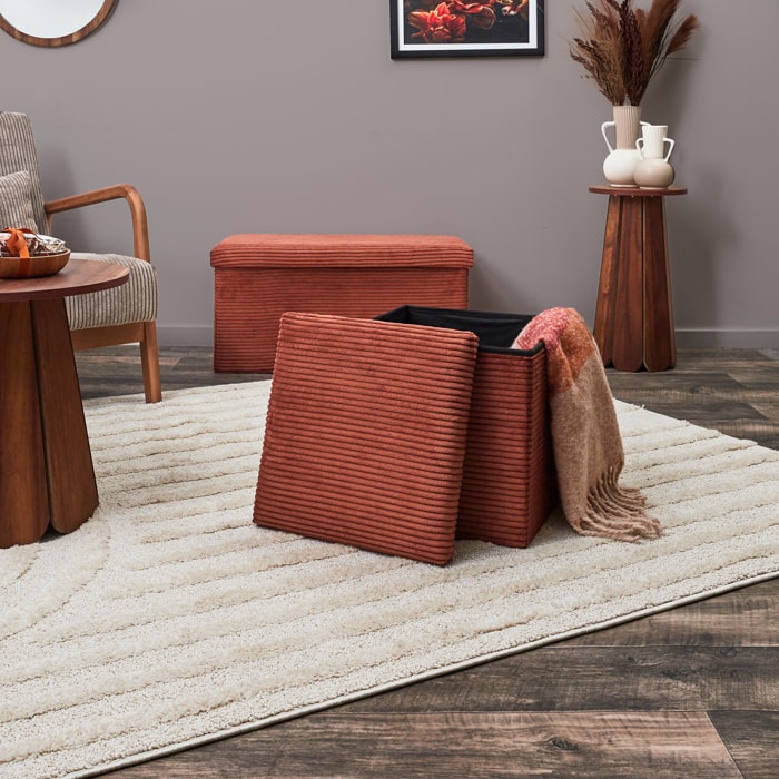 Coffre Pouf Pliable Cotele Scott Terra