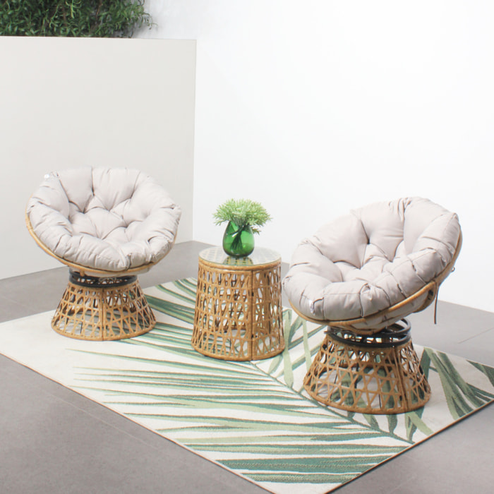 Salon de jardin 2 fauteuils et 1 table ZANPA